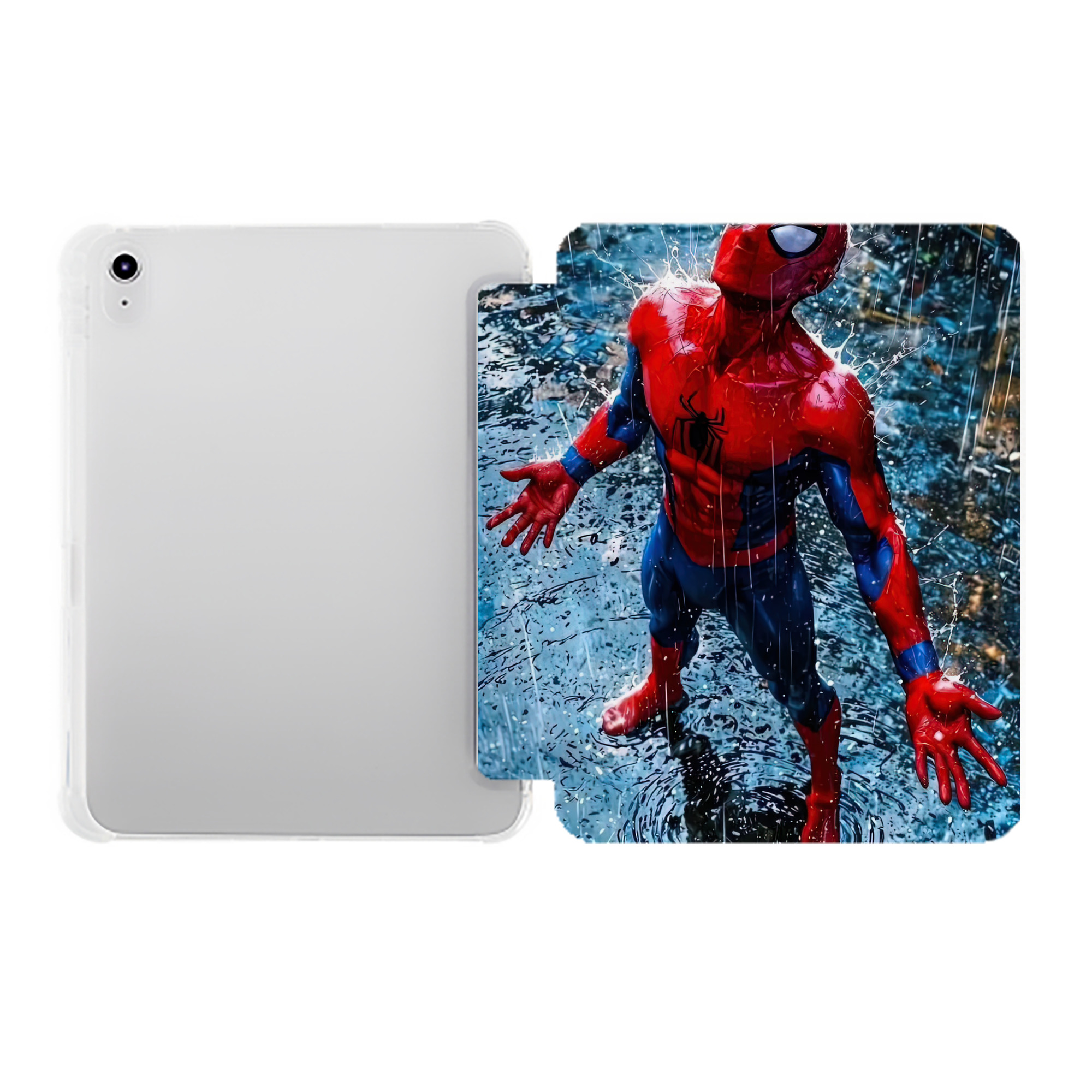 （画像用） Spider Man スパイダーマン IPad ケース ペン収納付き 三つ折りスタンド PUレザー×シリコン 対応機種9.5/10.5/10.9インチ